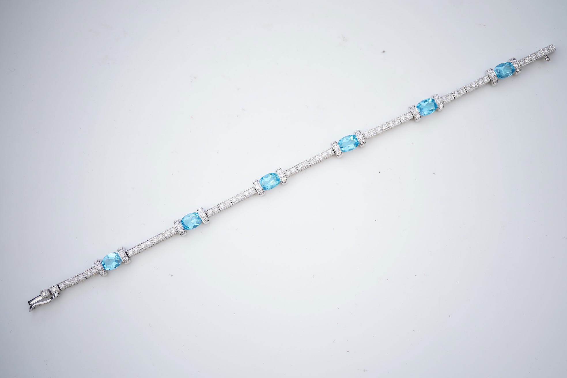A blue topaz and diamond bracelet